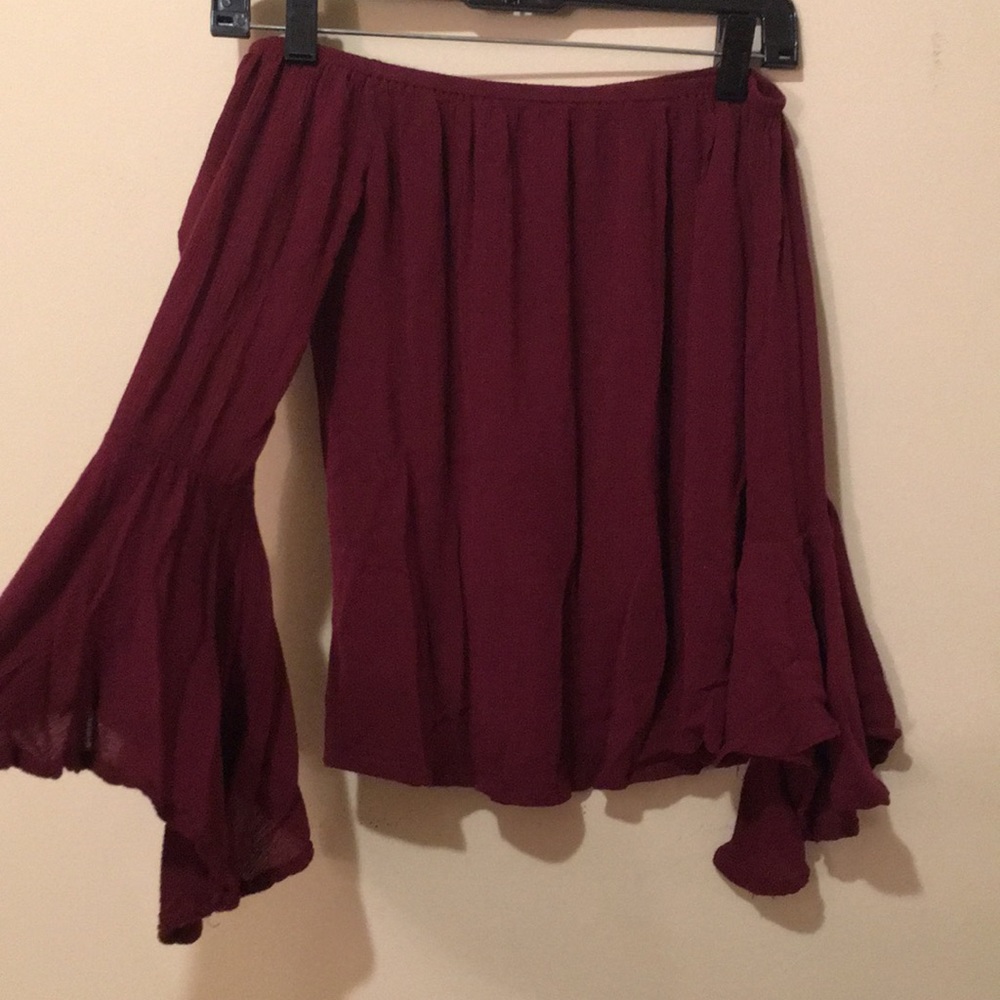 Maroon off the shoulder crop top size medium